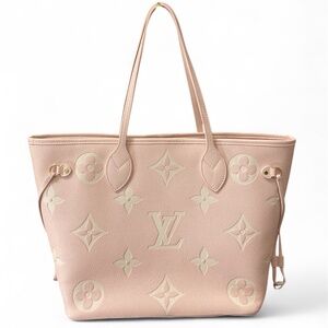 Louis Vuitton Neverfull MM Bicolor Monogram Empreinte Leather pink/cream